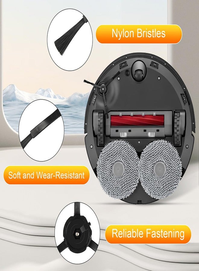 AnDongo 22 Pack Replacement Accessories for Roborock Qrevo S/Qrevo Pro/Qrevo Plus/Qrevo MaxV【Not for Qrevo】Robot Vacuum, 2 Mainbrush 4 Filter 4 Dust Bags 4 Mop Pads 6 Sidebrush 1 Cleaning Brush 1 Screwdriver - Image 4